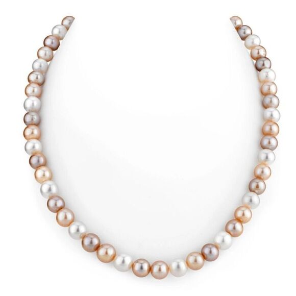 THE PEARL SOURCE 6.5-7.0mm Freshwater Multicolor Pearl Necklace - AAA Quality 18 - Picture 1 of 6